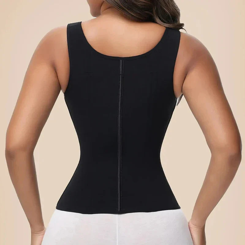 Shapewear Women Colombian Faja Waist Trainer Tummy Control Vest Body Shaper 17 Steel Bones 3-row Hooks Zipper Adjustable Strap