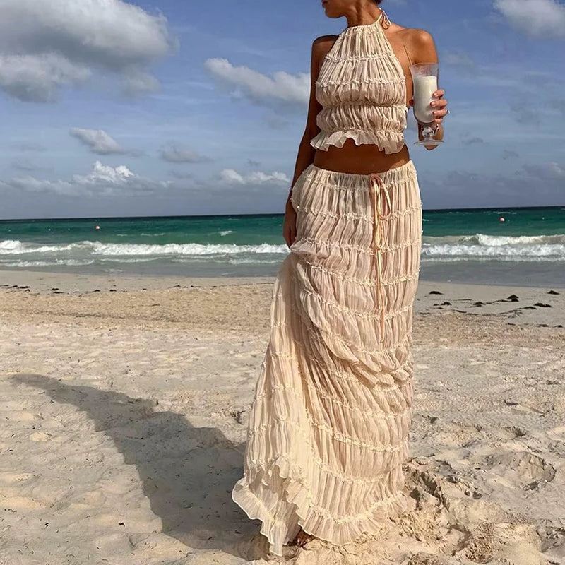 Boho Backless Matching Suit